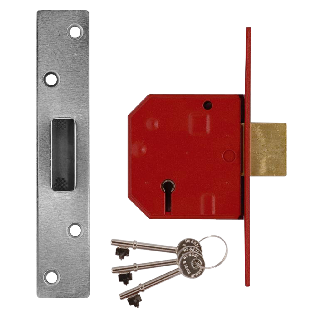 UNION 2134E BS 5 Lever Deadlock 67mm Keyed To Differ Pro - Satin Chrome