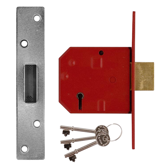 UNION 2134E BS 5 Lever Deadlock 80mm Keyed To Differ - Satin Chrome