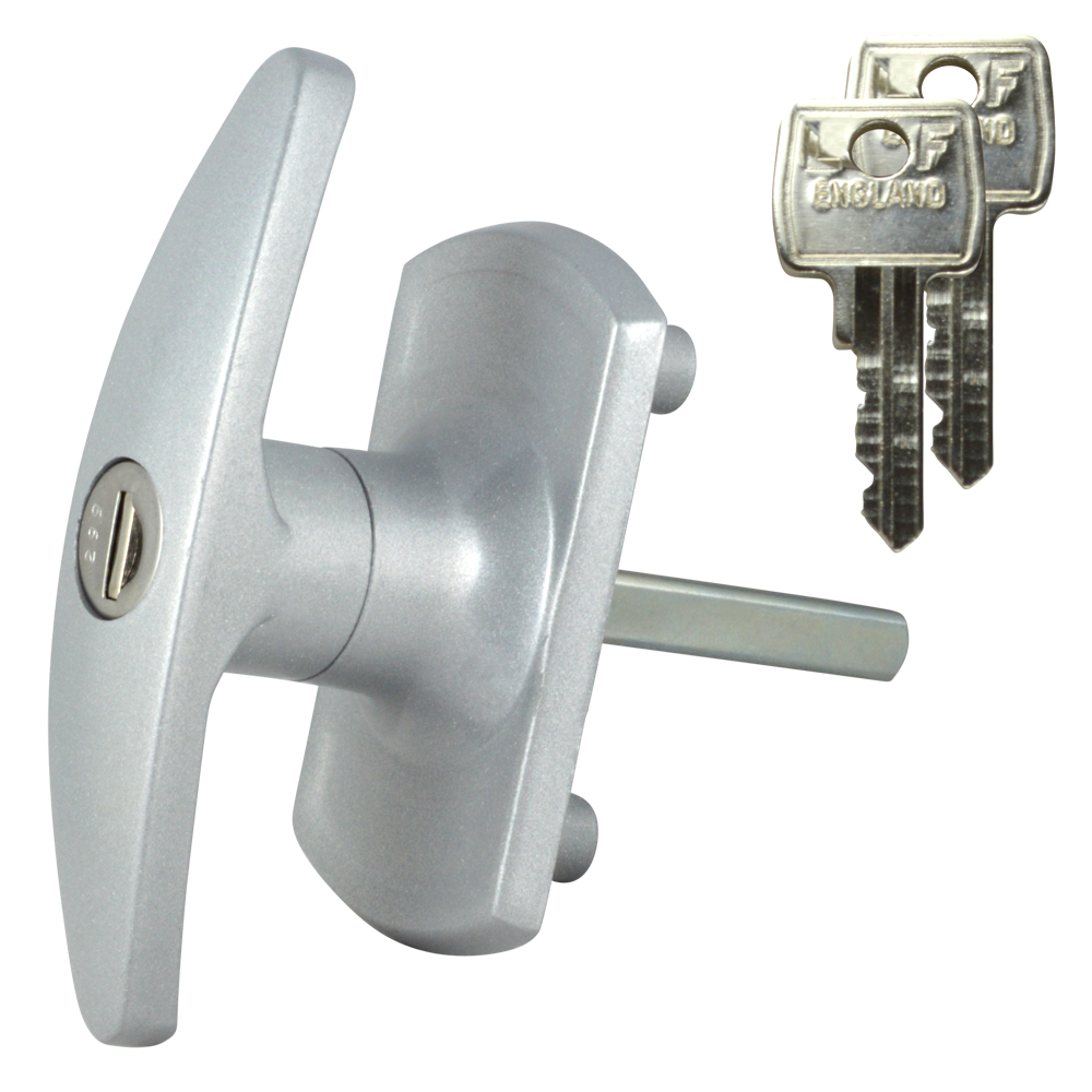 L&F 1613 Garage Door Lock SILVER 75mm x 8mm Diamond Spindle - Silver