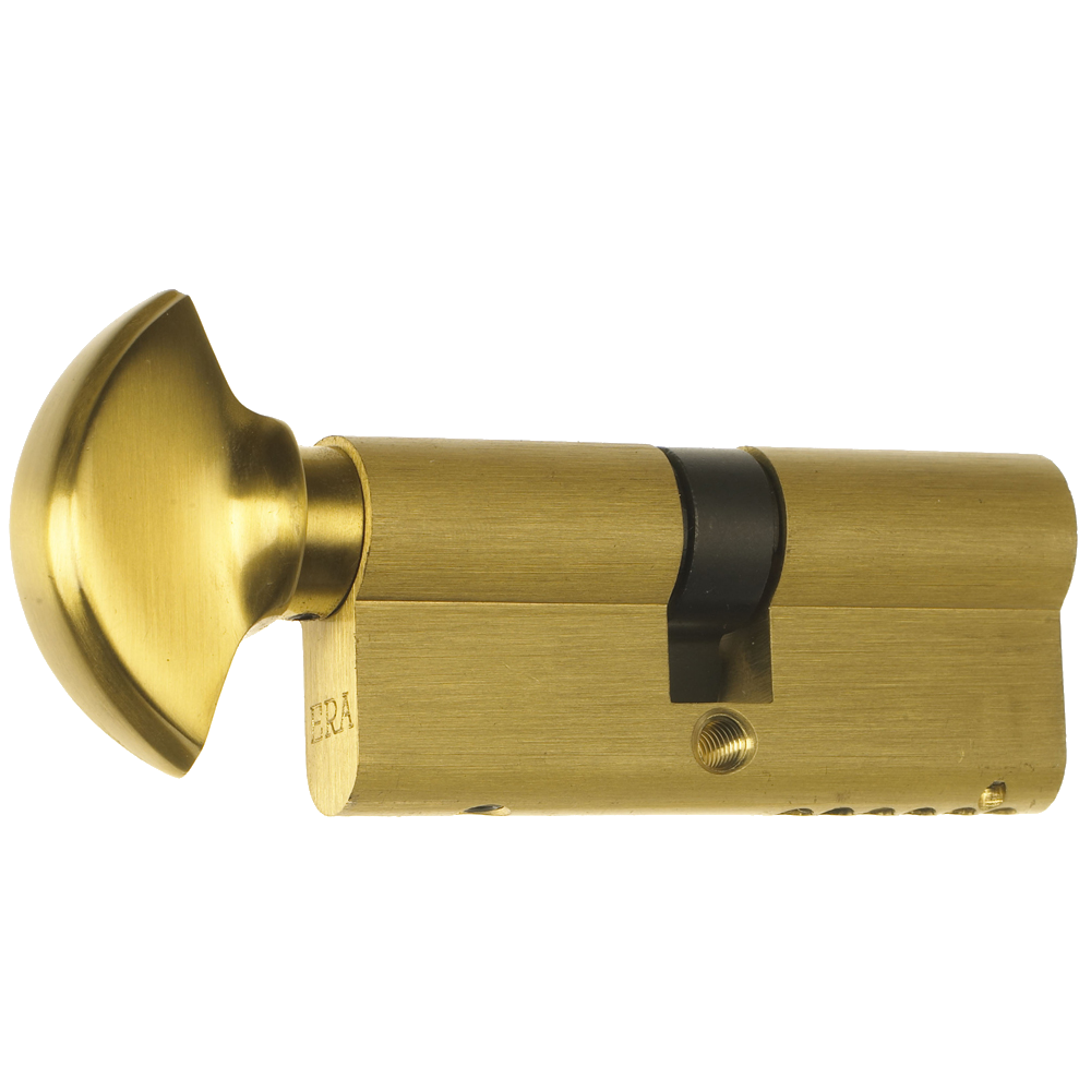ERA 6 Pin Euro Key & Turn Cylinder 70mm 35/T35 30/10/T30 Keyed To Differ - Polished Brass