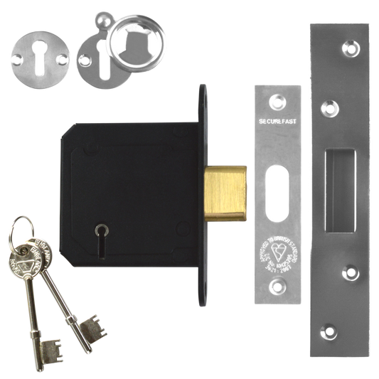 SECUREFAST SKD BS 5 Lever Deadlock 76mm Keyed To Differ - Stainless Steel
