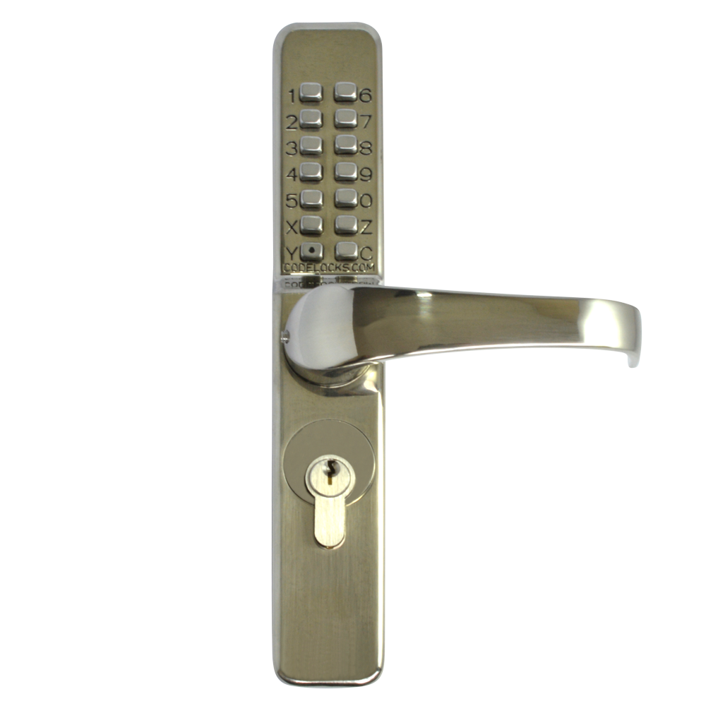 CODELOCKS Narrow Stile Digital Lock CL475 With Euro Cylinder & Code Free Access - Satin Chrome