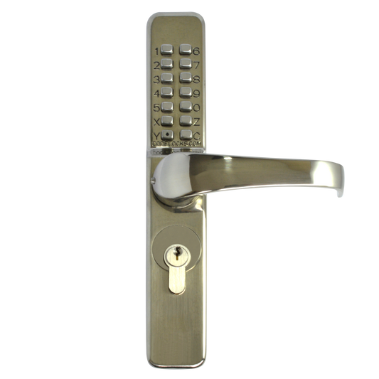 CODELOCKS Narrow Stile Digital Lock CL475 With Euro Cylinder & Code Free Access - Satin Chrome