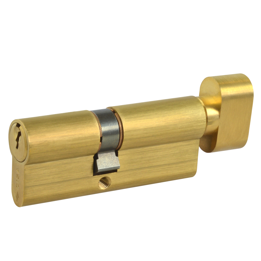 CISA C2000 Euro Key & Turn Cylinder 80mm 35/T45 30/10/T40 Keyed To Differ - Polished Brass