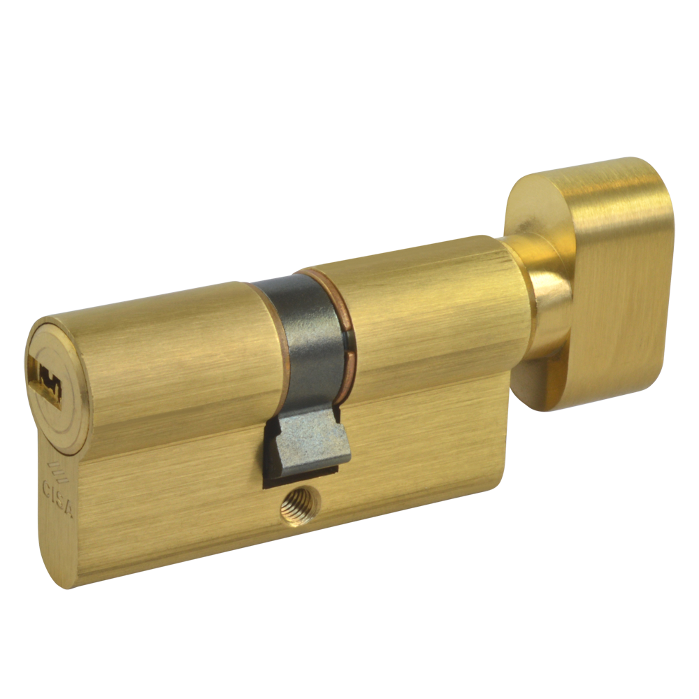 CISA Astral Euro Key & Turn Cylinder 60mm 30/T30 25/10/T25 Keyed To Differ - Polished Brass