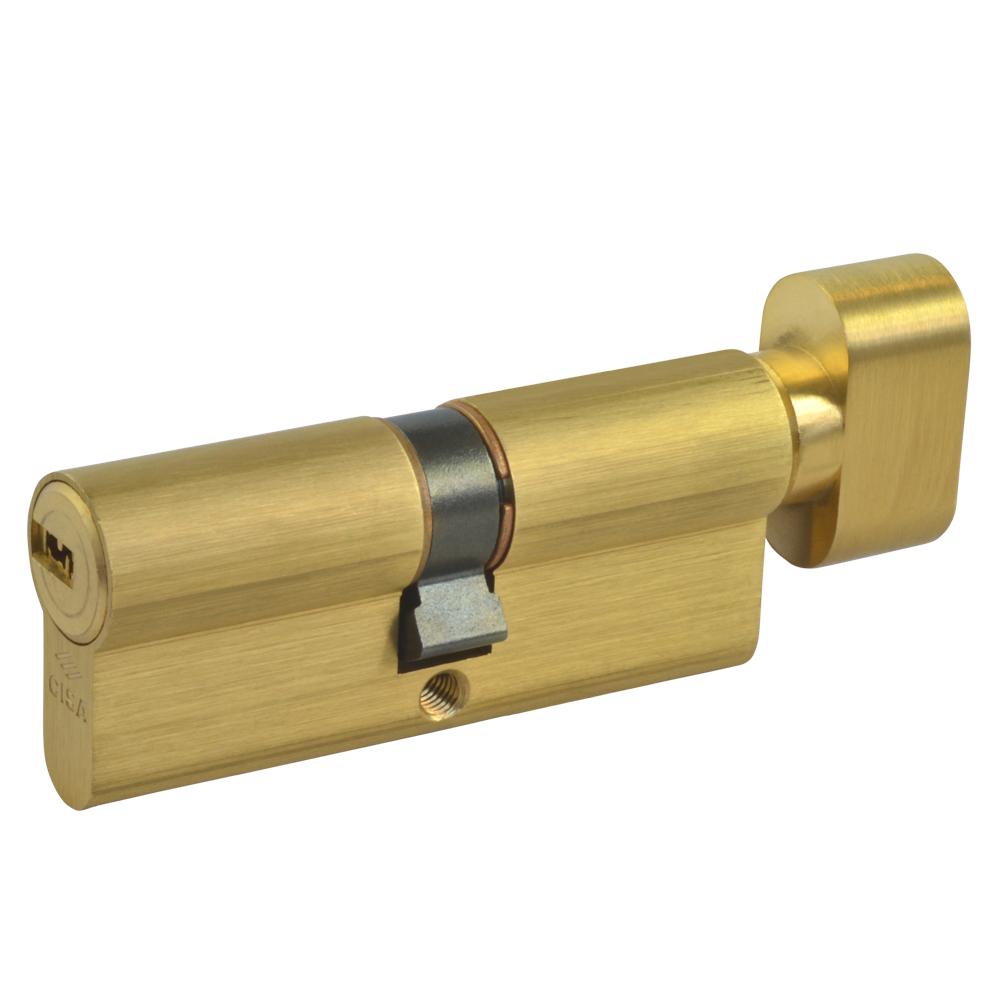 CISA Astral Euro Key & Turn Cylinder 70mm 35/T35 30/10/T30 Keyed To Differ - Polished Brass