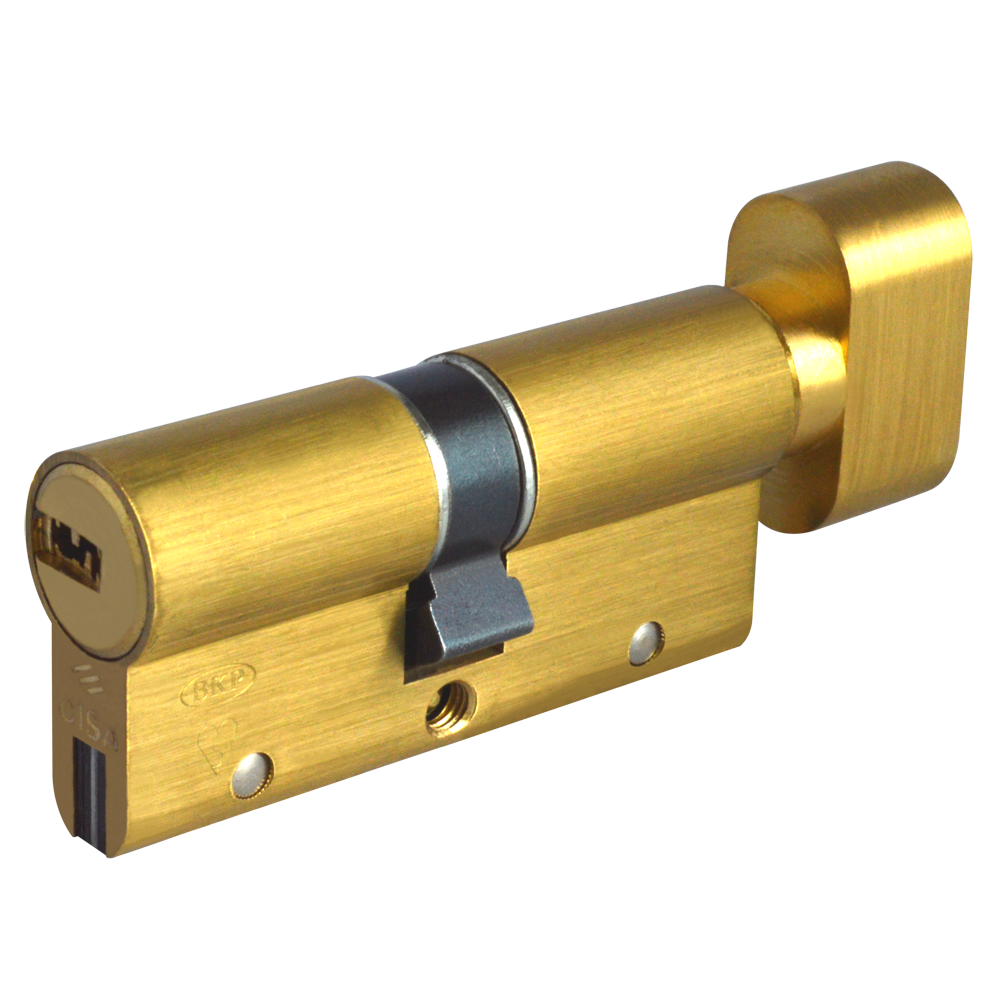 CISA Astral S Euro Key & Turn Cylinder 70mm 35/T35 30/10/T30 Keyed To Differ - Polished Brass