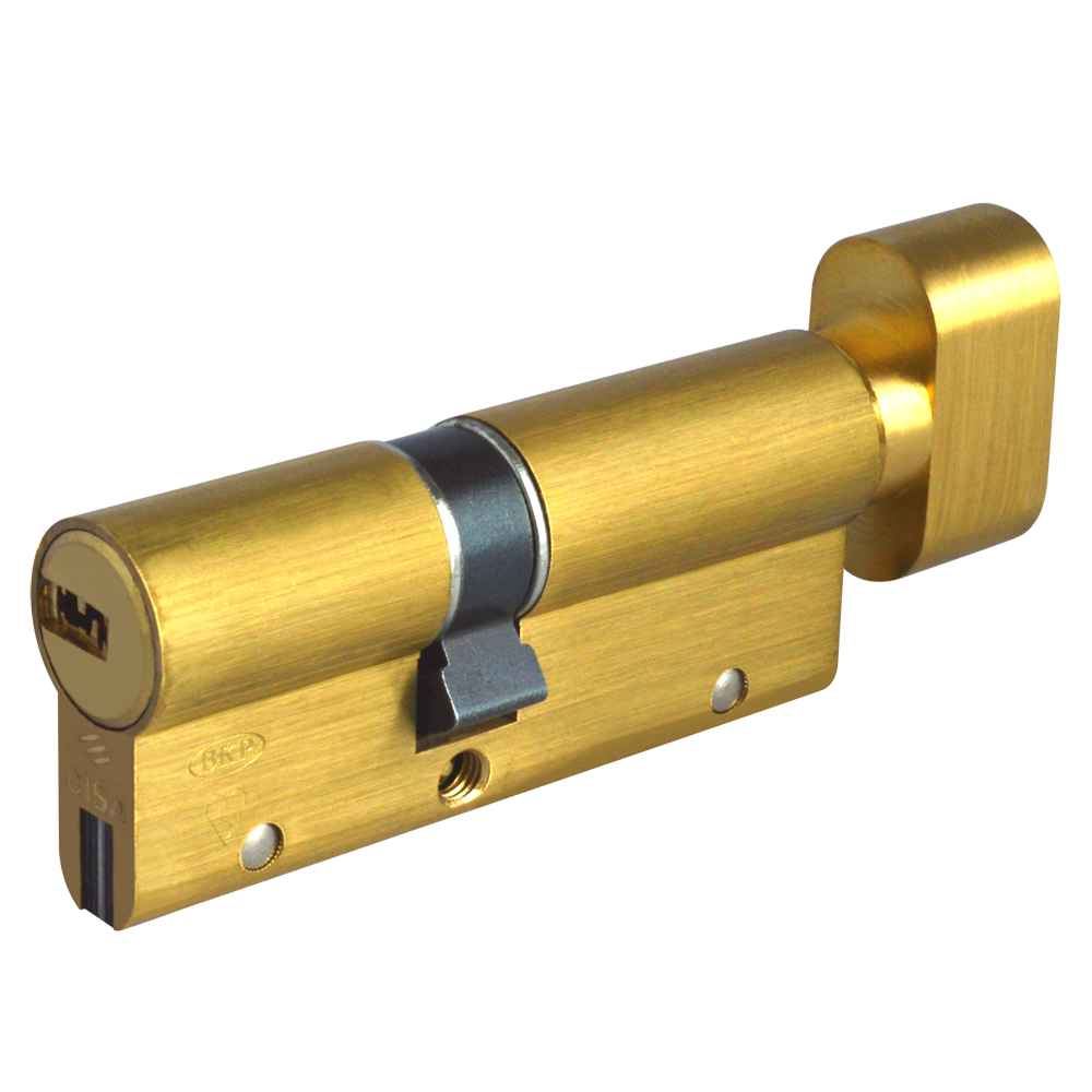CISA Astral S Euro Key & Turn Cylinder 80mm 35/T45 30/10/T40 Keyed To Differ - Polished Brass
