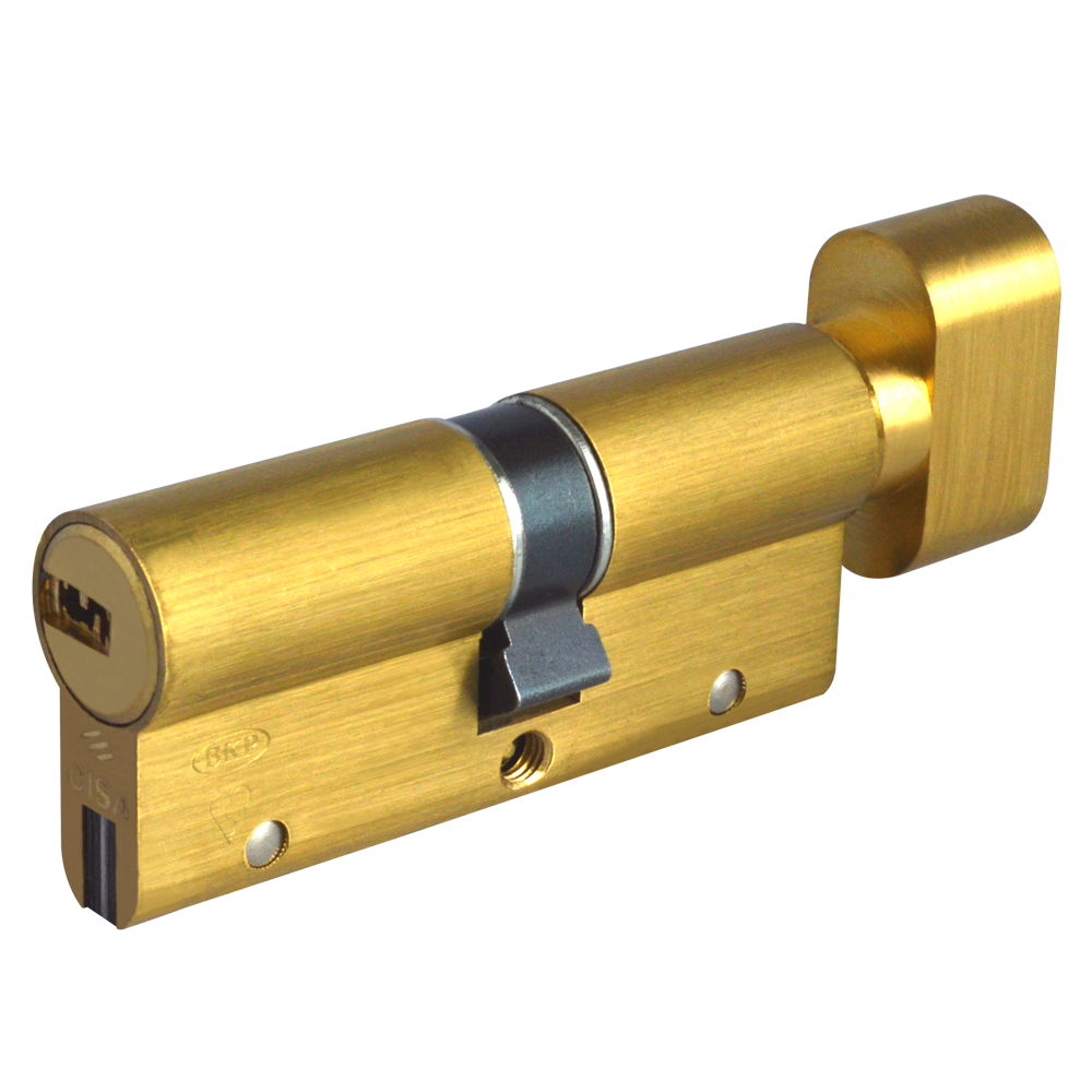 CISA Astral S Euro Key & Turn Cylinder 80mm 45/T35 40/10/T30 Keyed To Differ - Polished Brass