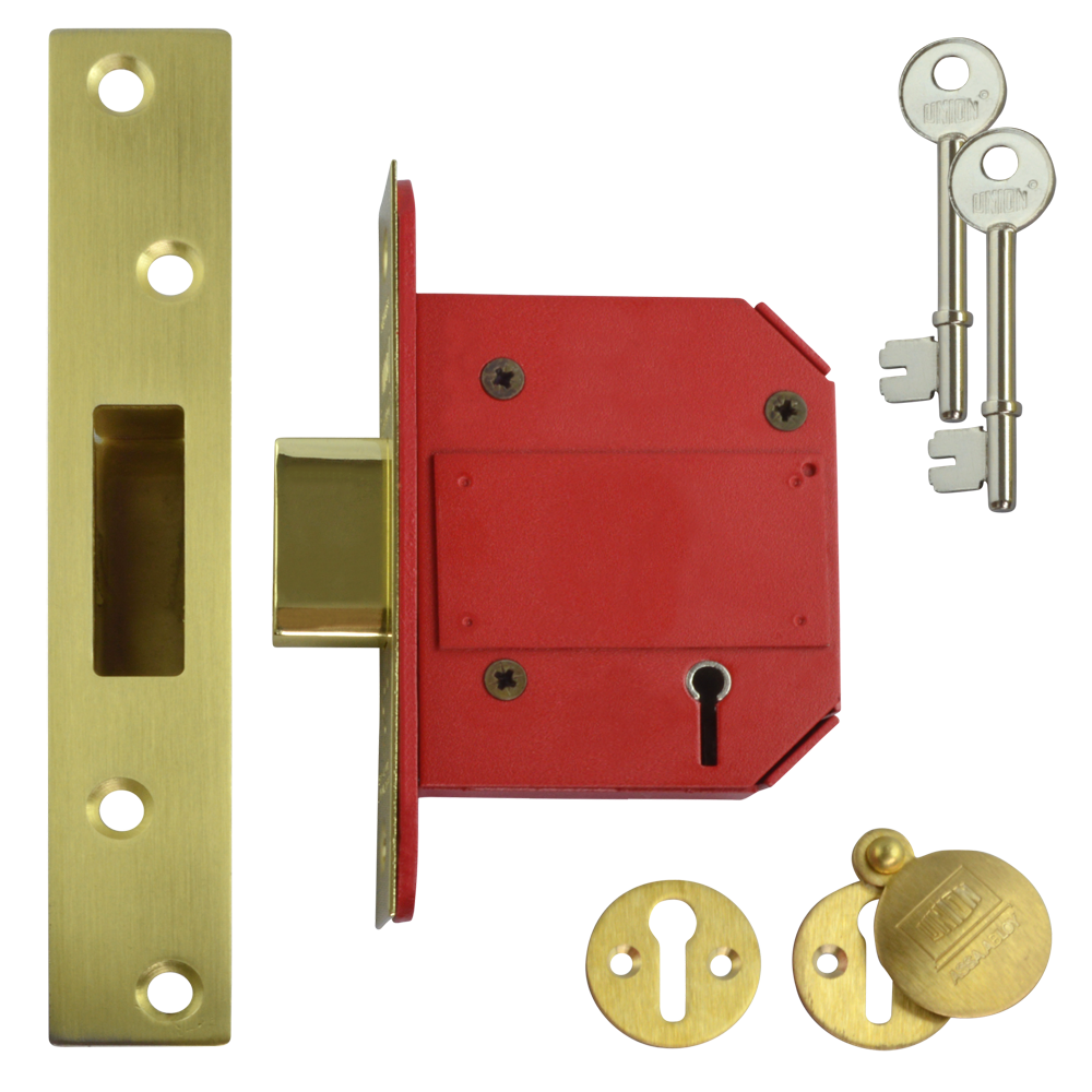 UNION J2100S StrongBOLT BS 5 Lever Deadlock 75mm Keyed To Differ - Polished Brass