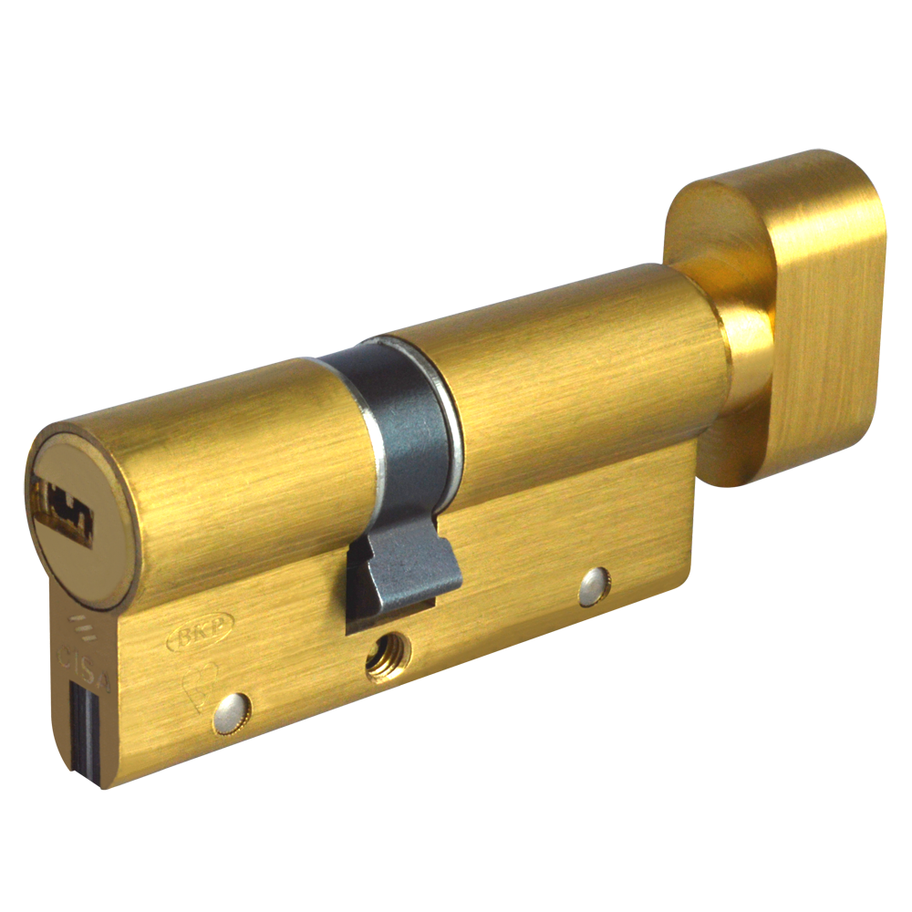 CISA Astral S Euro Key & Turn Cylinder 70mm 30/T40 25/10/T35 Keyed To Differ - Polished Brass