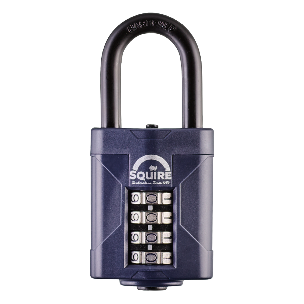 SQUIRE CP50 Series 50mm Steel Shackle Combination Padlock CP50/1.5 38mm Long Shackle Pro - Blue
