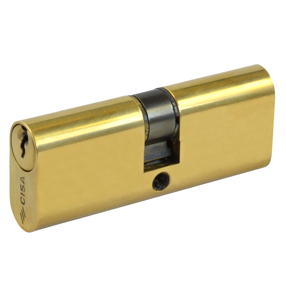 CISA C2000 Small Oval Double Cylinder 70mm 35/35 30/10/30 Keyed To Differ - Polished Brass