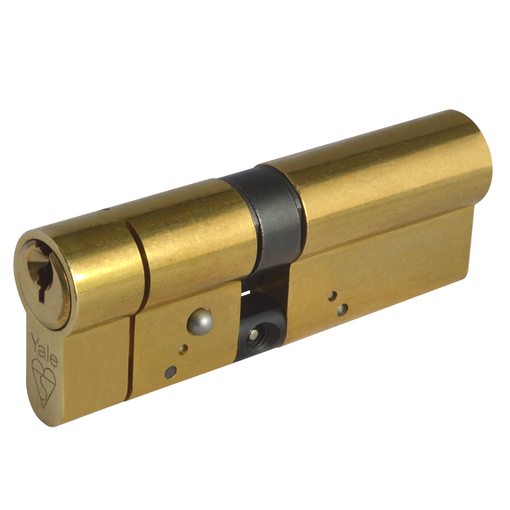 YALE Snap Resistant Euro Double Cylinder 90mm 40/50 35/10/45 Keyed To Differ - Polished Brass