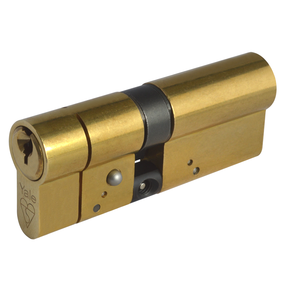 YALE Snap Resistant Euro Double Cylinder 80mm 35/45 30/10/40 Keyed To Differ - Polished Brass