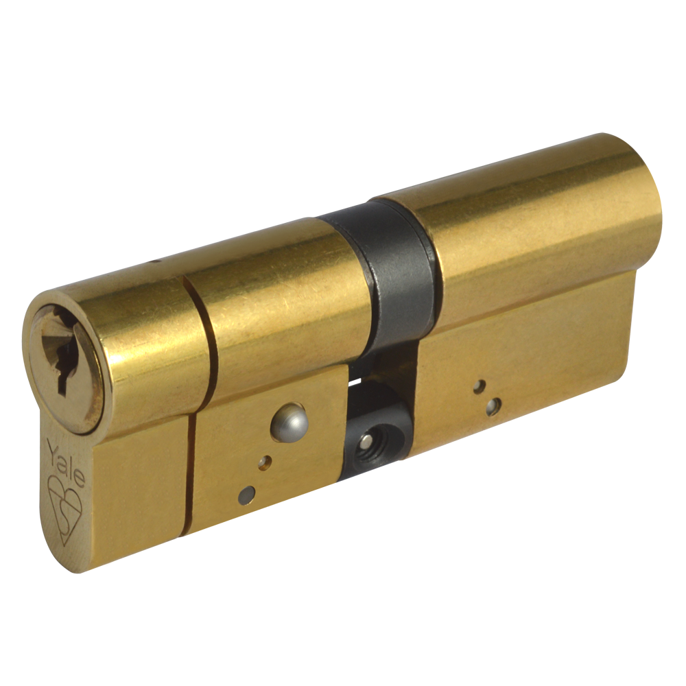 YALE Snap Resistant Euro Double Cylinder 80mm 40/40 35/10/35 Keyed To Differ - Polished Brass