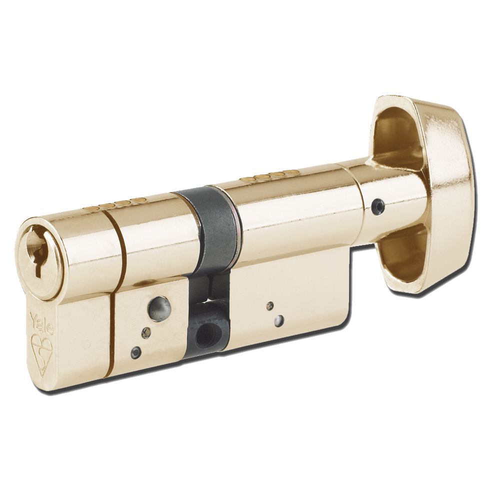 YALE Snap Resistant Euro Key & Turn Cylinder 80mm 40/T40 35/10/T35 Keyed To Differ Pro - Polished Brass