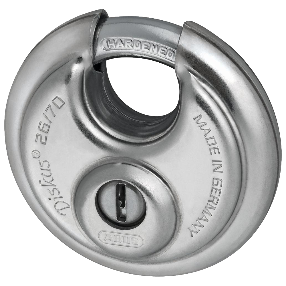 ABUS 26 Series Solid Lock Body Diskus Discus Padlock 71mm Keyed To Differ 26/70 Pro - Hardened Steel