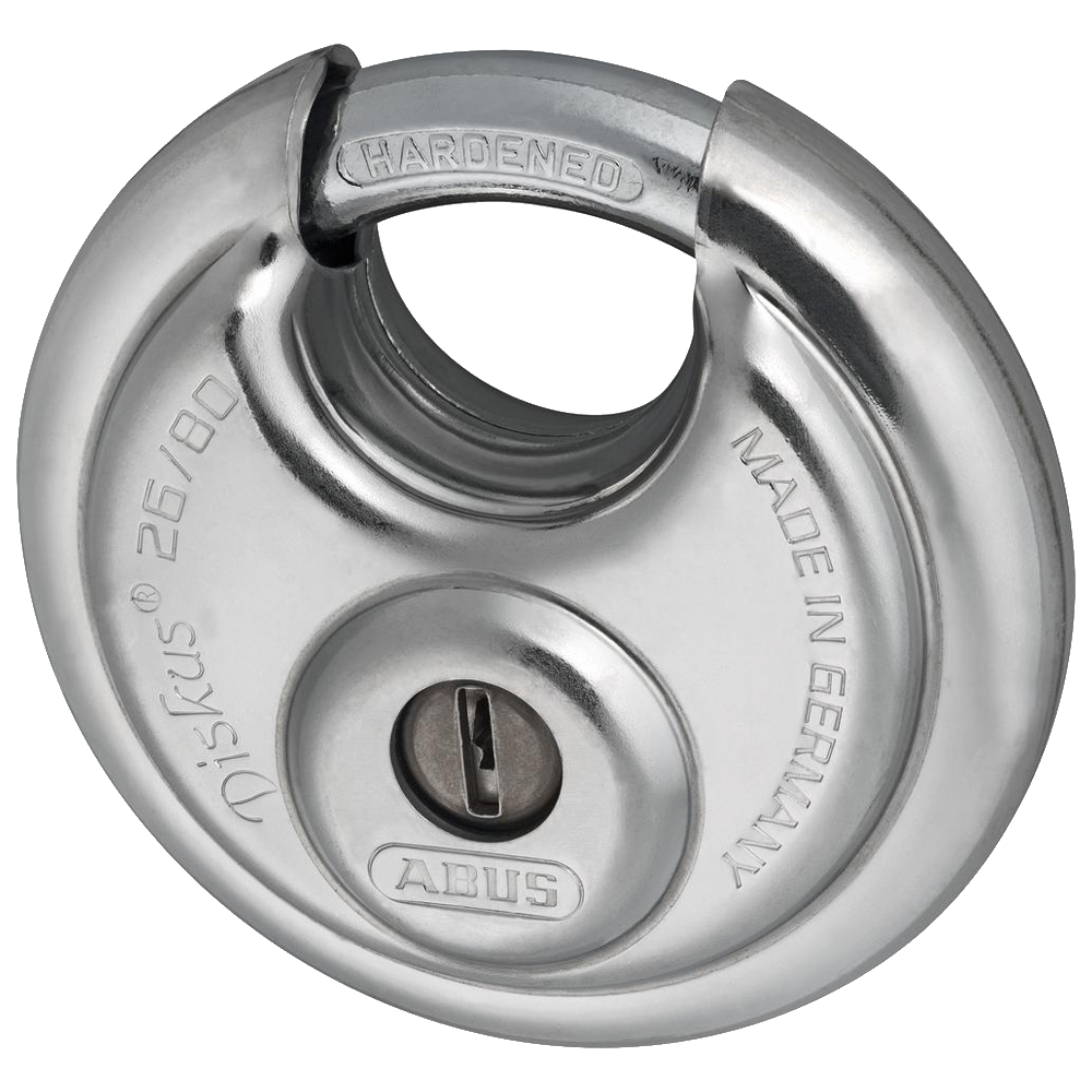 ABUS 26 Series Solid Lock Body Diskus Discus Padlock 81mm Keyed To Differ 26/80 Pro - Hardened Steel