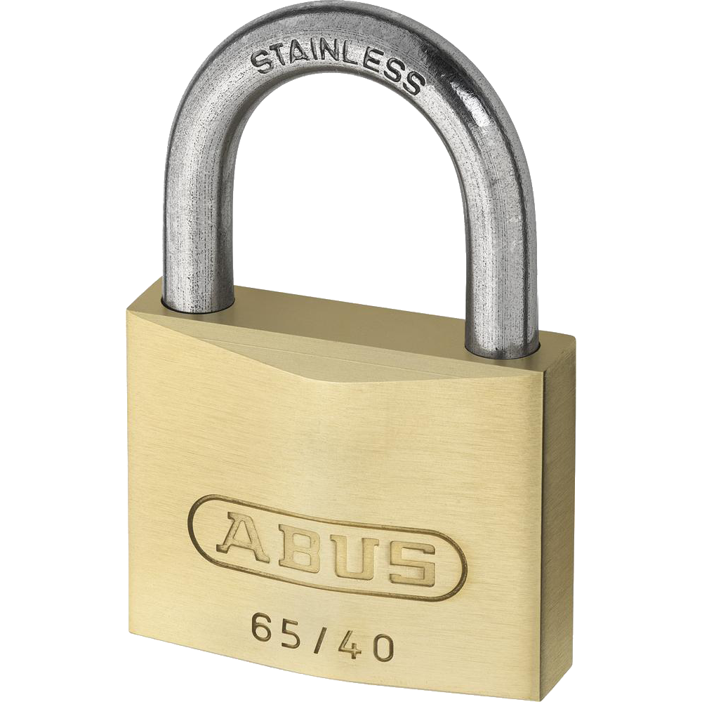 ABUS 65 Series Brass Open Stainless Steel Shackle Padlock 40mm Keyed To Differ 65IB/40 Pro - Brass