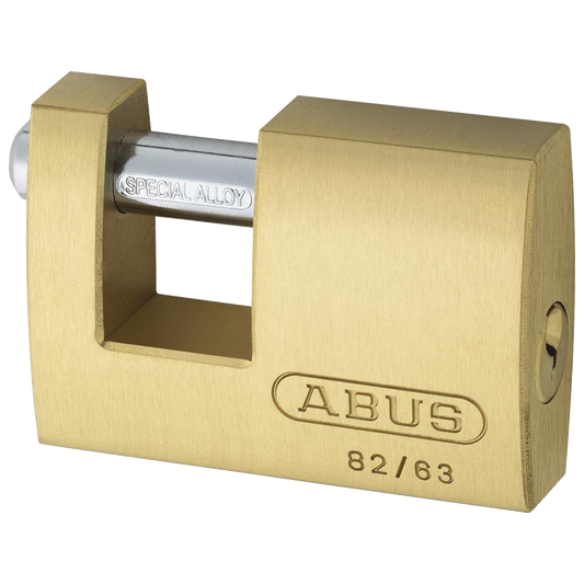 ABUS 82 Series Brass Sliding Shackle Shutter Padlock 63mm Keyed To Differ 82/63 Pro - Hardened Steel