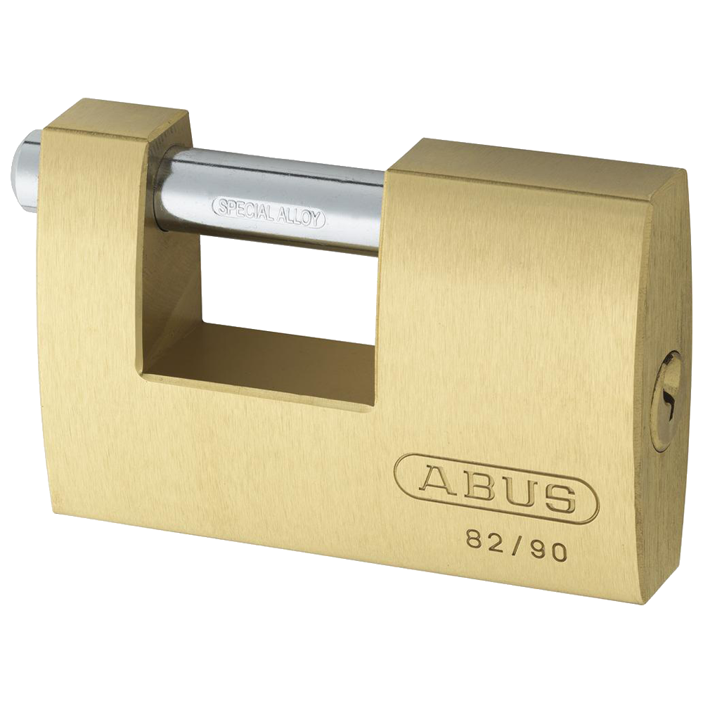 ABUS 82 Series Brass Sliding Shackle Shutter Padlock 90mm Keyed To Differ 82/90 - Hardened Steel