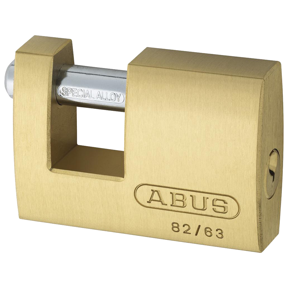 ABUS 82 Series Brass Sliding Shackle Shutter Padlock 63mm Keyed Alike 8501 82/63 - Hardened Steel
