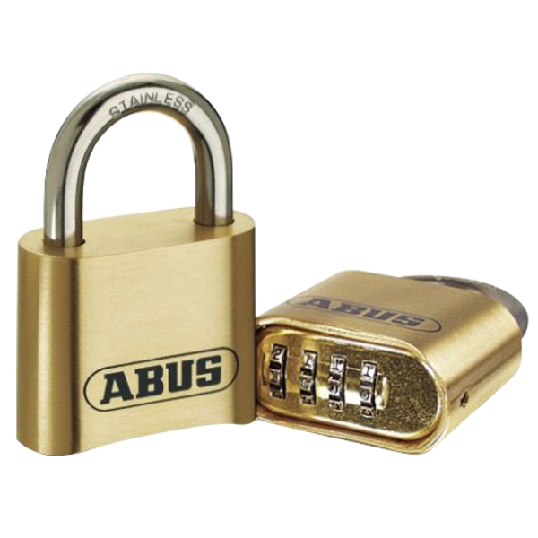 ABUS 180IB Series Brass Combination Open Stainless Steel Shackle Padlock 53mm 180IB/50 Pro - Stainless Steel