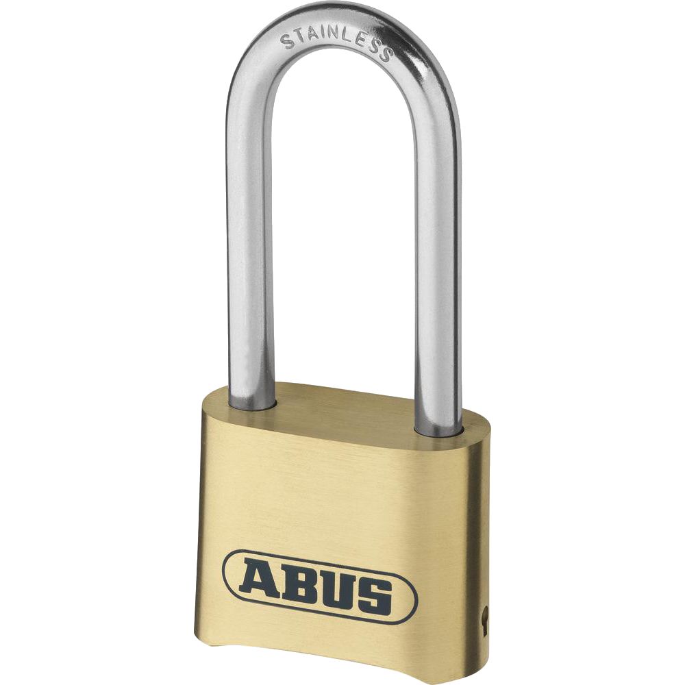 ABUS 180IB Series Brass Combination Long Stainless Steel Shackle Padlock 53mm 180IB/50HB63 Pro - Stainless Steel