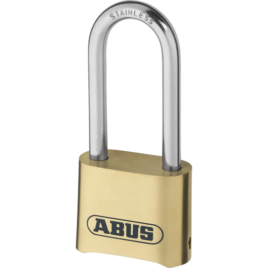ABUS 180IB Series Brass Combination Long Stainless Steel Shackle Padlock 53mm 180IB/50HB63 Pro - Stainless Steel
