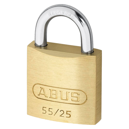 ABUS 55 Series Brass Open Shackle Padlock 24mm Keyed To Differ 55/25 - Brass