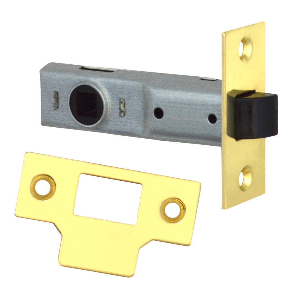 UNION J2600 Essential Tubular Latch 75mm - Polished Lacquered Brass