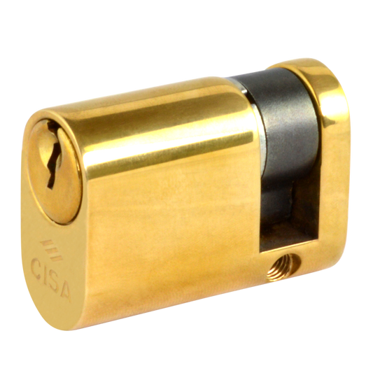 CISA C2000 Oval Half Cylinder 43mm 33/10 Keyed To Differ - Polished Brass