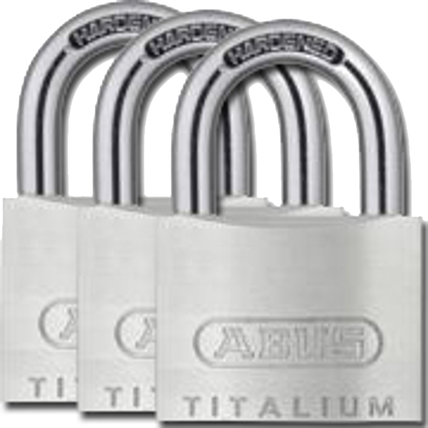ABUS Titalium 54TI Series Open Shackle Padlock 40mm Keyed Alike Triple Pack 54TI/40C Pro - Silver