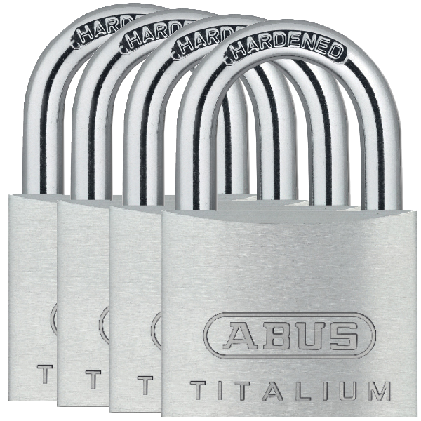 ABUS Titalium 64TI Series Open Shackle Padlock 40mm Keyed Alike Quad Pack 64TI/40 Pro - Silver