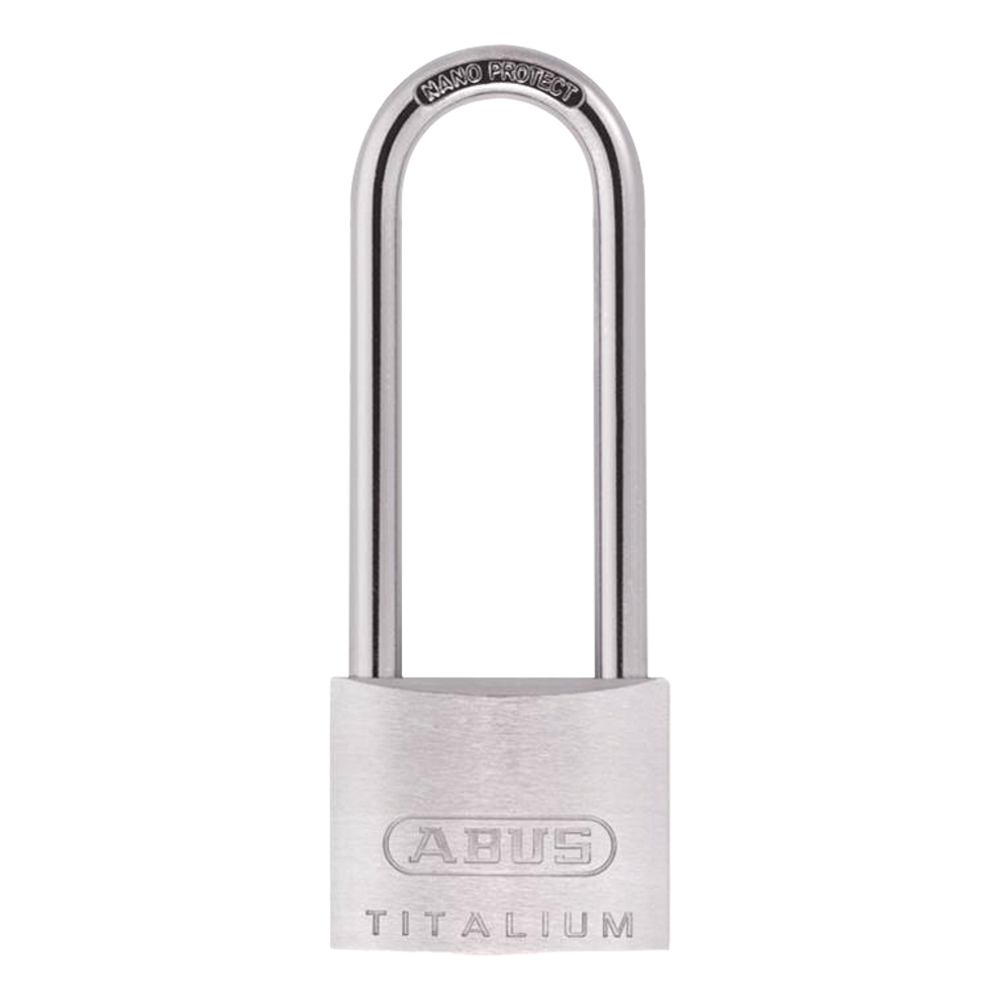 ABUS Titalium 64TI Series Long Shackle Padlock 40mm Keyed To Differ 63mm Shackle Pack 64TI/40+HB63 Pro - Silver