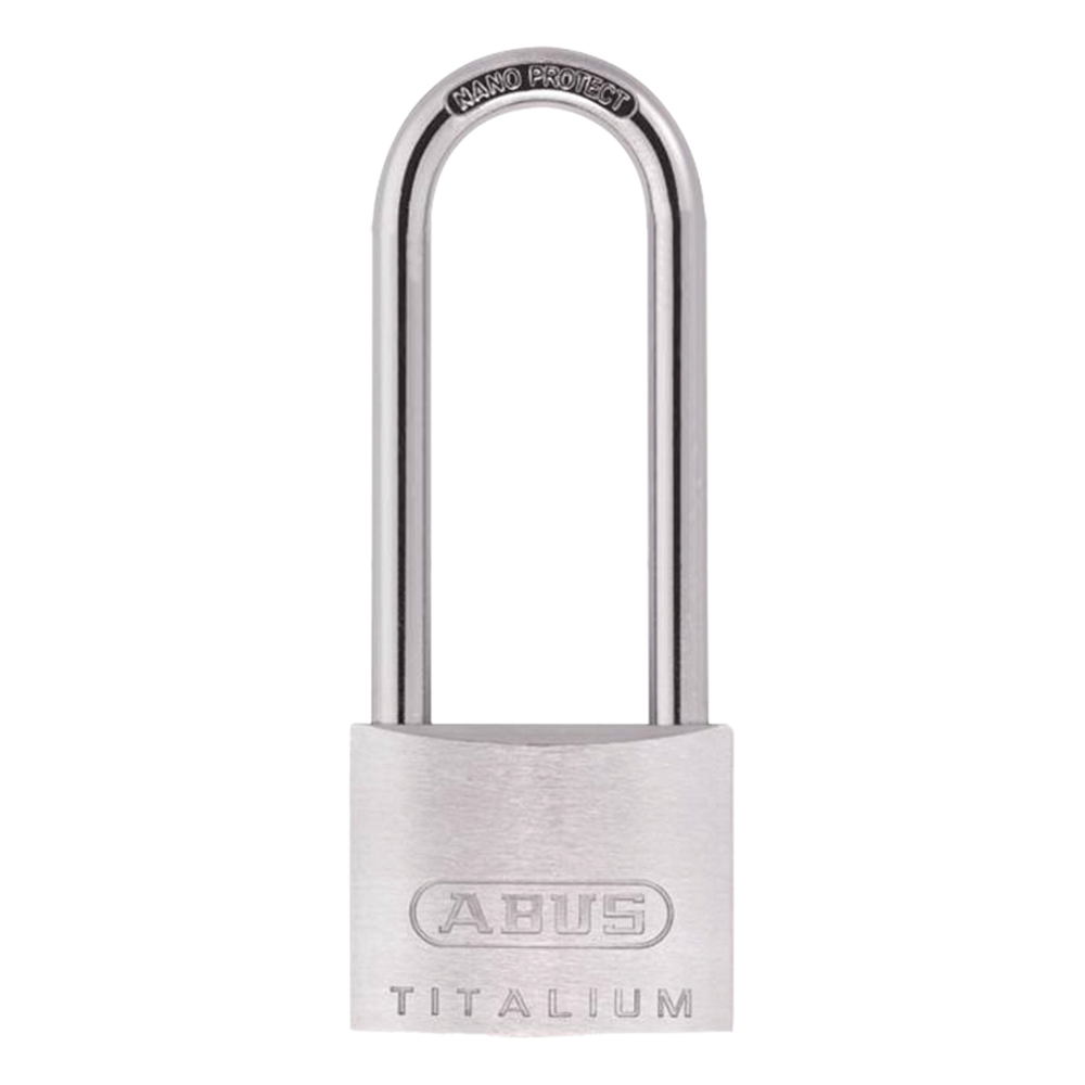 ABUS Titalium 64TI Series Long Shackle Padlock 50mm Keyed To Differ 80mm Shackle 64TI/50HB80 Pro - Silver