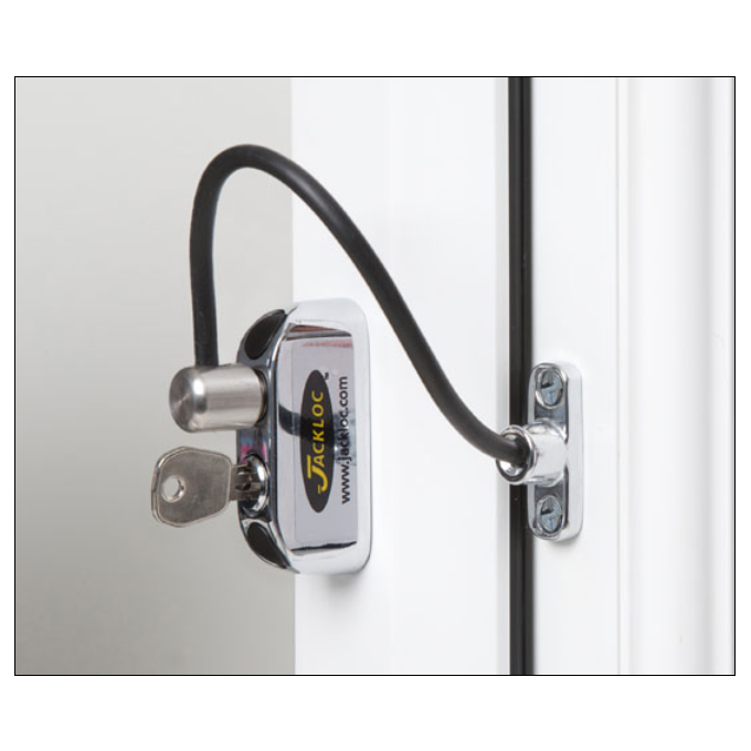 JACKLOC Pro-5 Lockable Cable Window Lock black sleeve - Chrome Plated