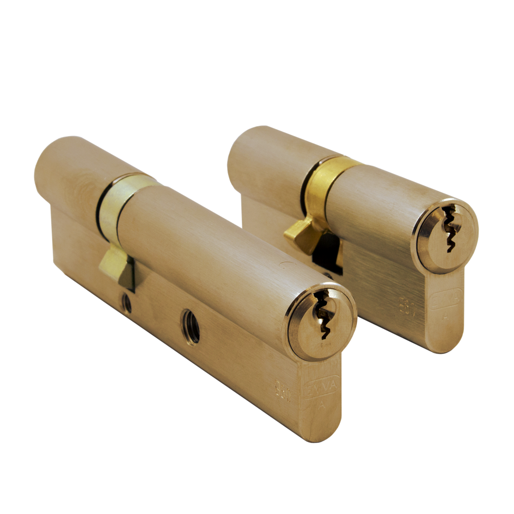 EVVA EPS L111 & S363 Banham Cylinders Keyed Alike Pair Right Handed 21B - Polished Brass