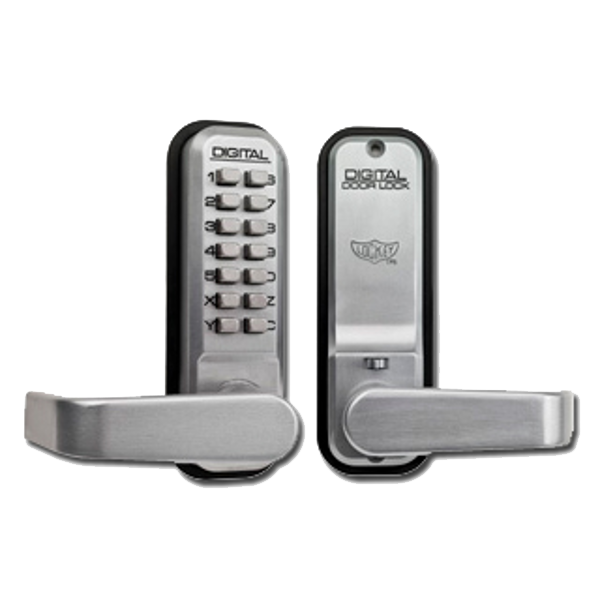 LOCKEY 2835 Series Digital Lock With Holdback Satin Chrome