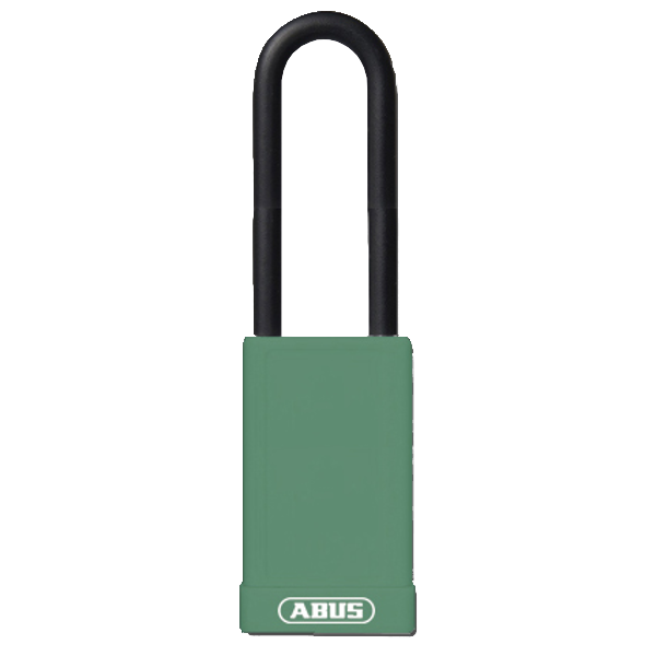 ABUS 74HB Series Long Shackle Lock Out Tag Out Coloured Aluminium Padlock Green