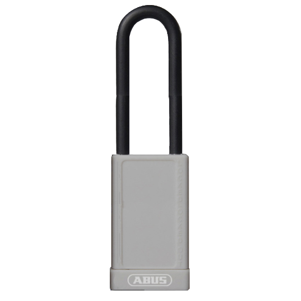 ABUS 74HB Series Long Shackle Lock Out Tag Out Coloured Aluminium Padlock Grey