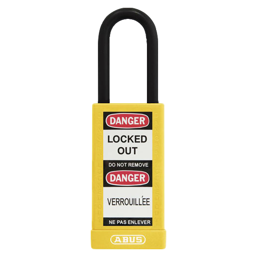 ABUS 74HB Series Long Shackle Lock Out Tag Out Coloured Aluminium Padlock Yellow
