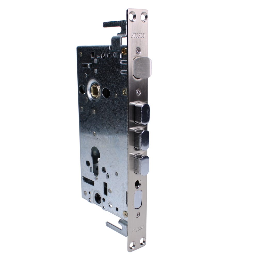 HOOPLY Key Operated Latch & 4 Deadbolt - Gearbox For Container Door Multi Lock 60/68 - Polished Chrome