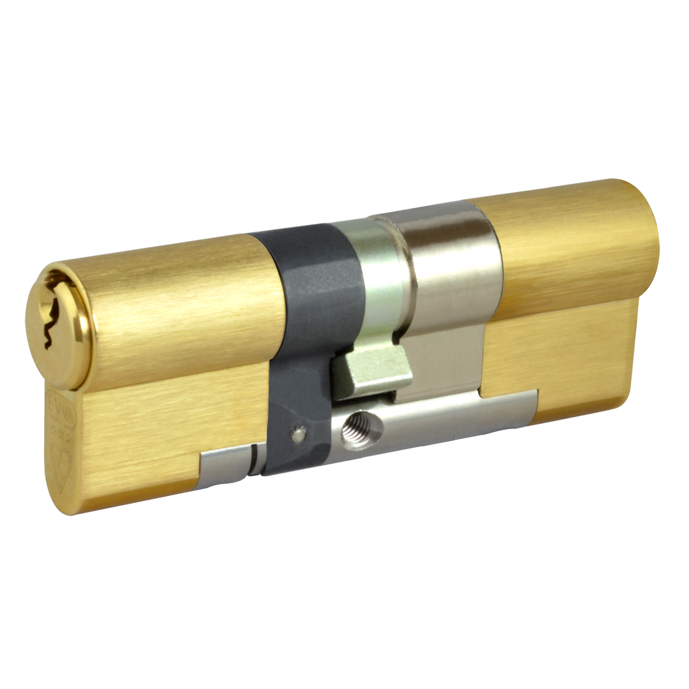 EVVA EPS 3* Snap Resistant Euro Double Cylinder 87mm 41Ext-46 36-10-41 Keyed To Differ 21B - Polished Brass