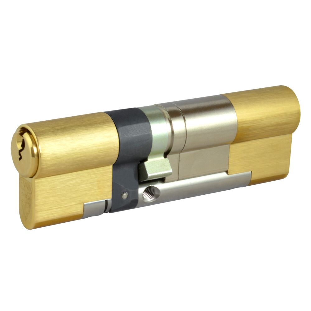 EVVA EPS 3* Snap Resistant Euro Double Cylinder 97mm 41Ext-56 36-10-51 Keyed To Differ 21B - Polished Brass