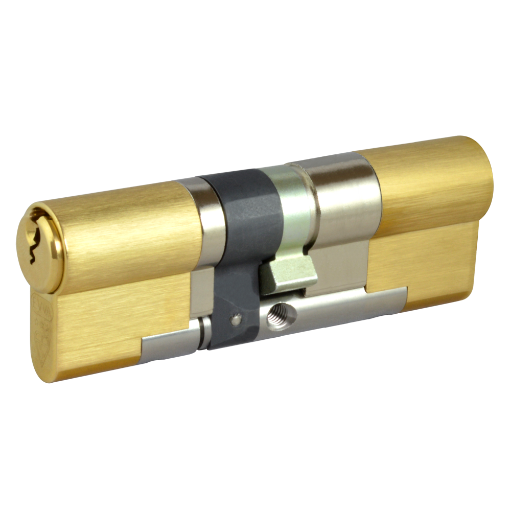 EVVA EPS 3* Snap Resistant Euro Double Cylinder 92mm 46Ext-46 41-10-41 Keyed To Differ 21B - Polished Brass