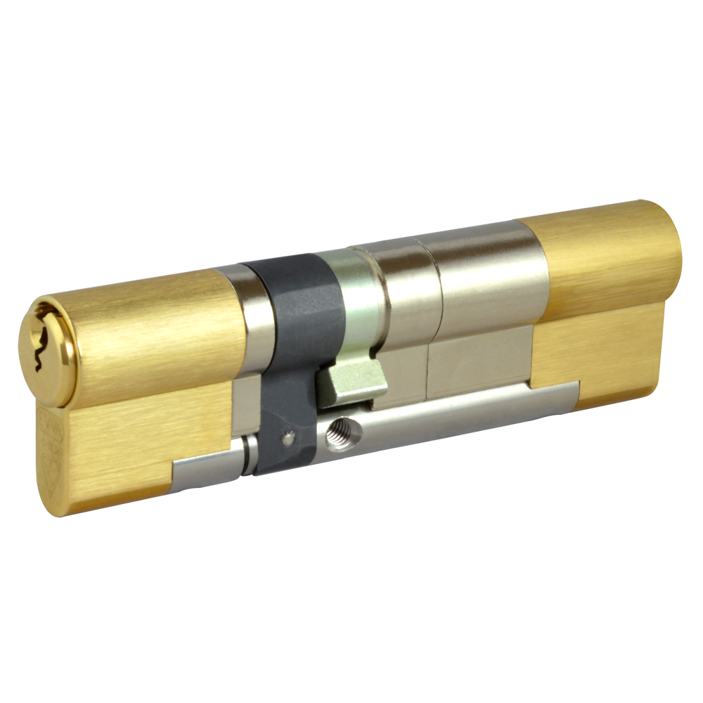EVVA EPS 3* Snap Resistant Euro Double Cylinder 107mm 46Ext-61 41-10-56 Keyed To Differ 21B - Polished Brass