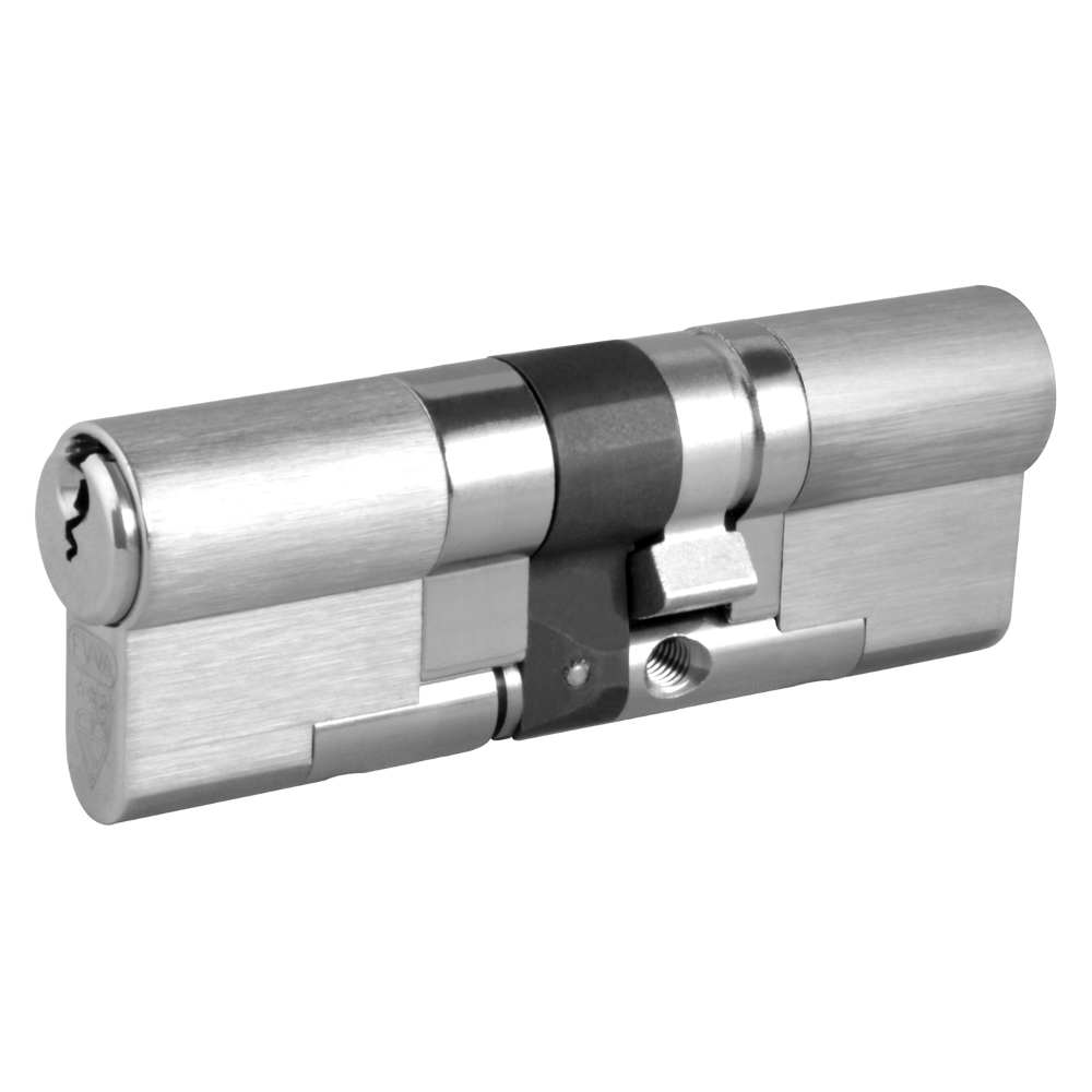 EVVA EPS 3* Snap Resistant Euro Double Cylinder 87mm 51Ext-36 46-10-31 Keyed To Differ 21B - Nickel Plated