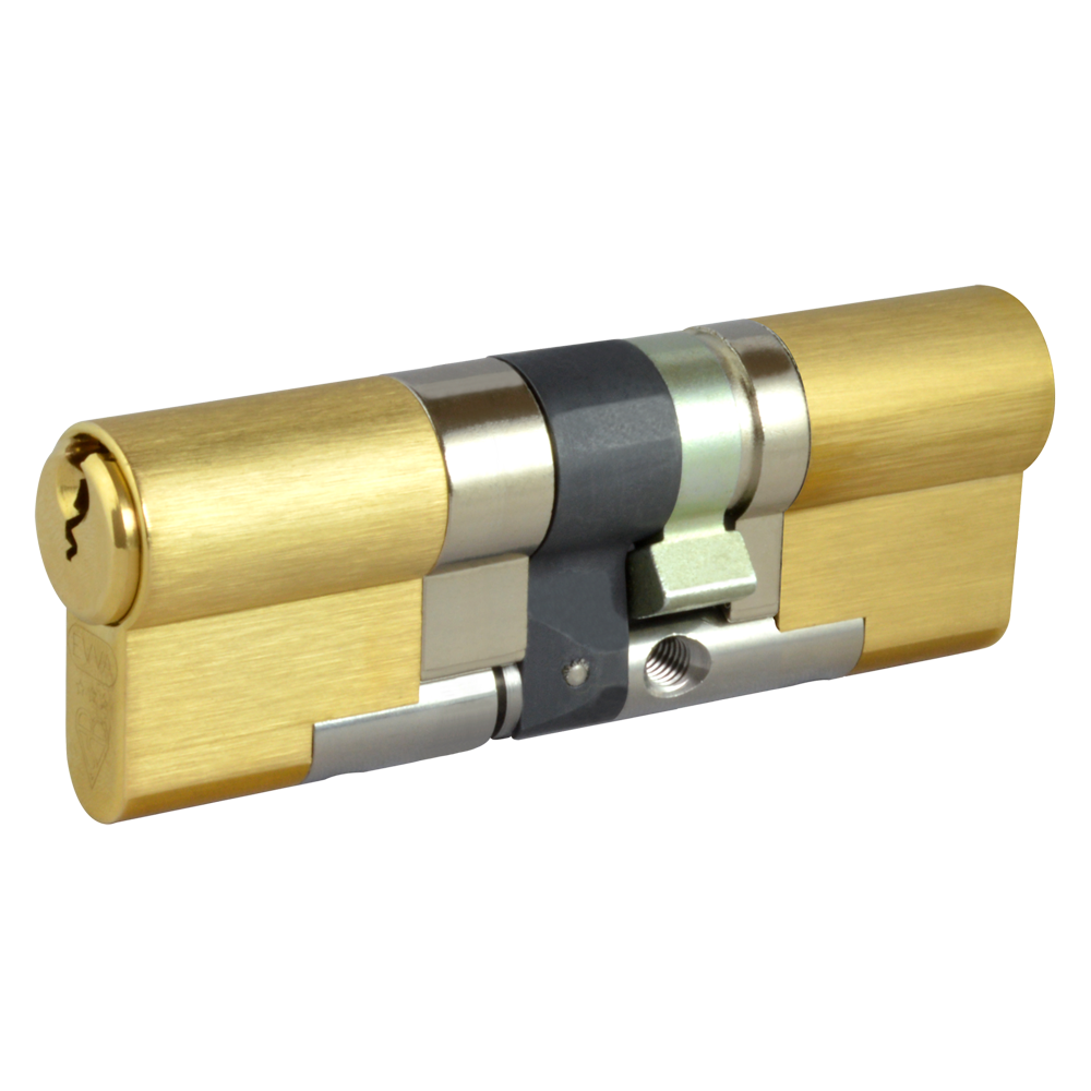 EVVA EPS 3* Snap Resistant Euro Double Cylinder 87mm 51Ext-36 46-10-31 Keyed To Differ 21B - Polished Brass